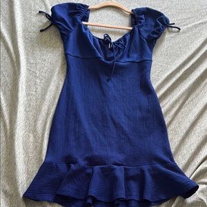 Elegant Blue Ruffle Dress (S)